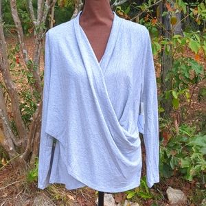 1. State Gray Criss-Criss Front Faux Wrap Knit Top NWT